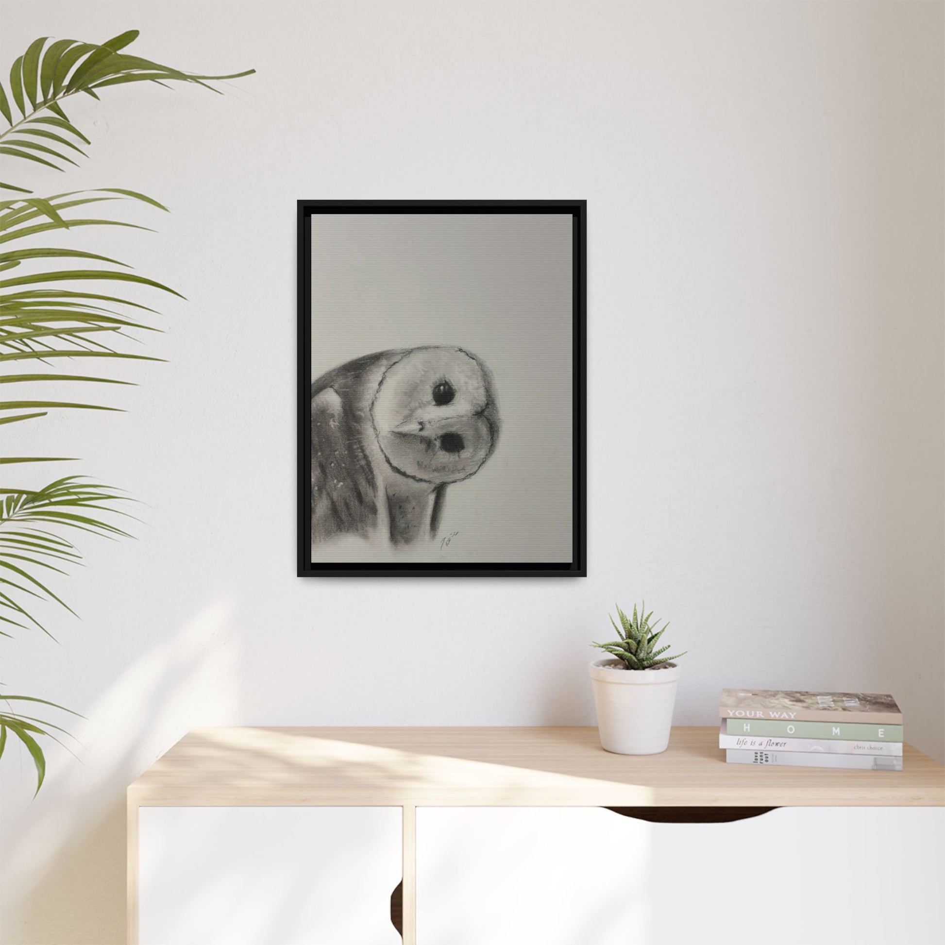 “Good Morning Owl” Matte Canvas, Framed (Multi-color)
