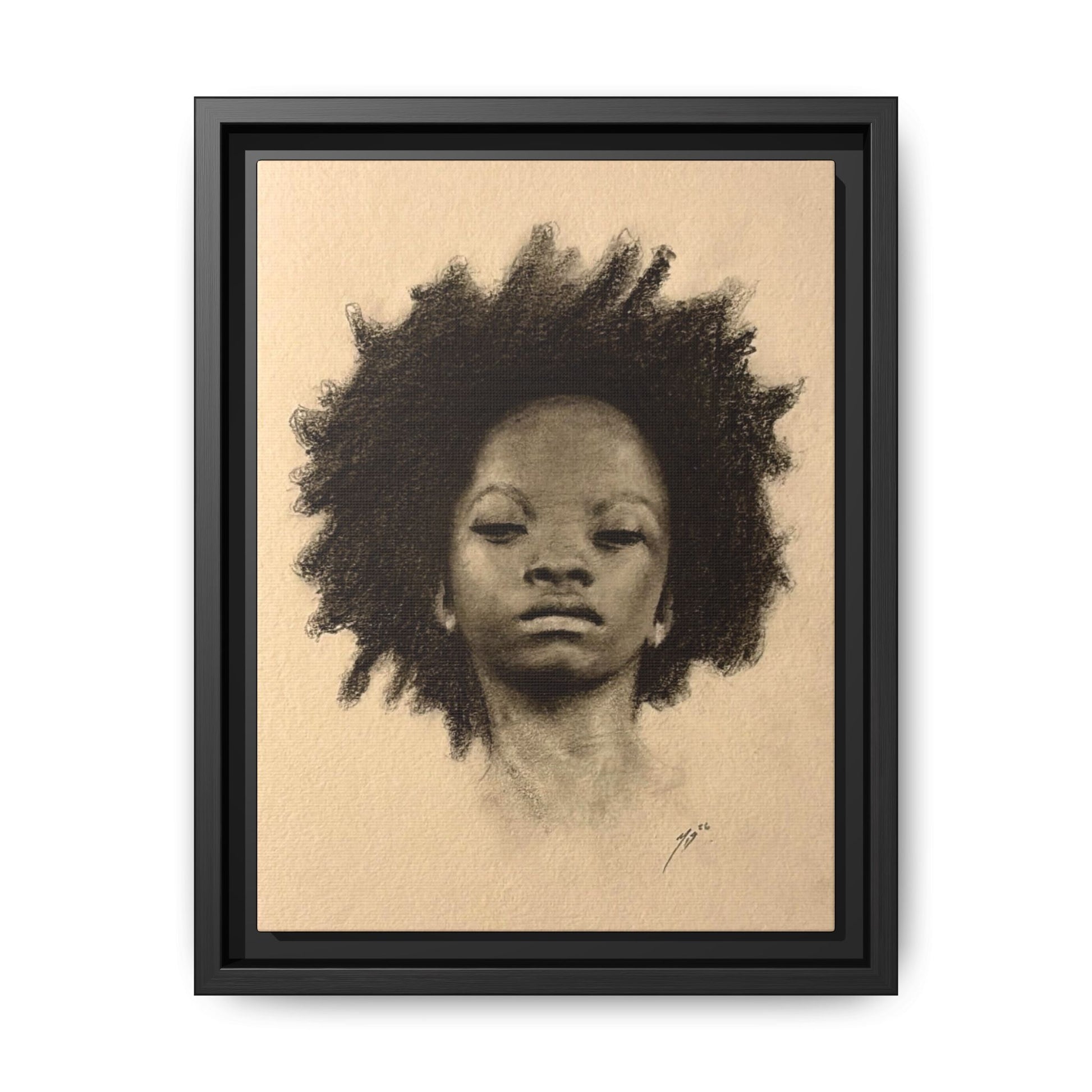 Afro Portrait Matte Canvas Print (Framed)