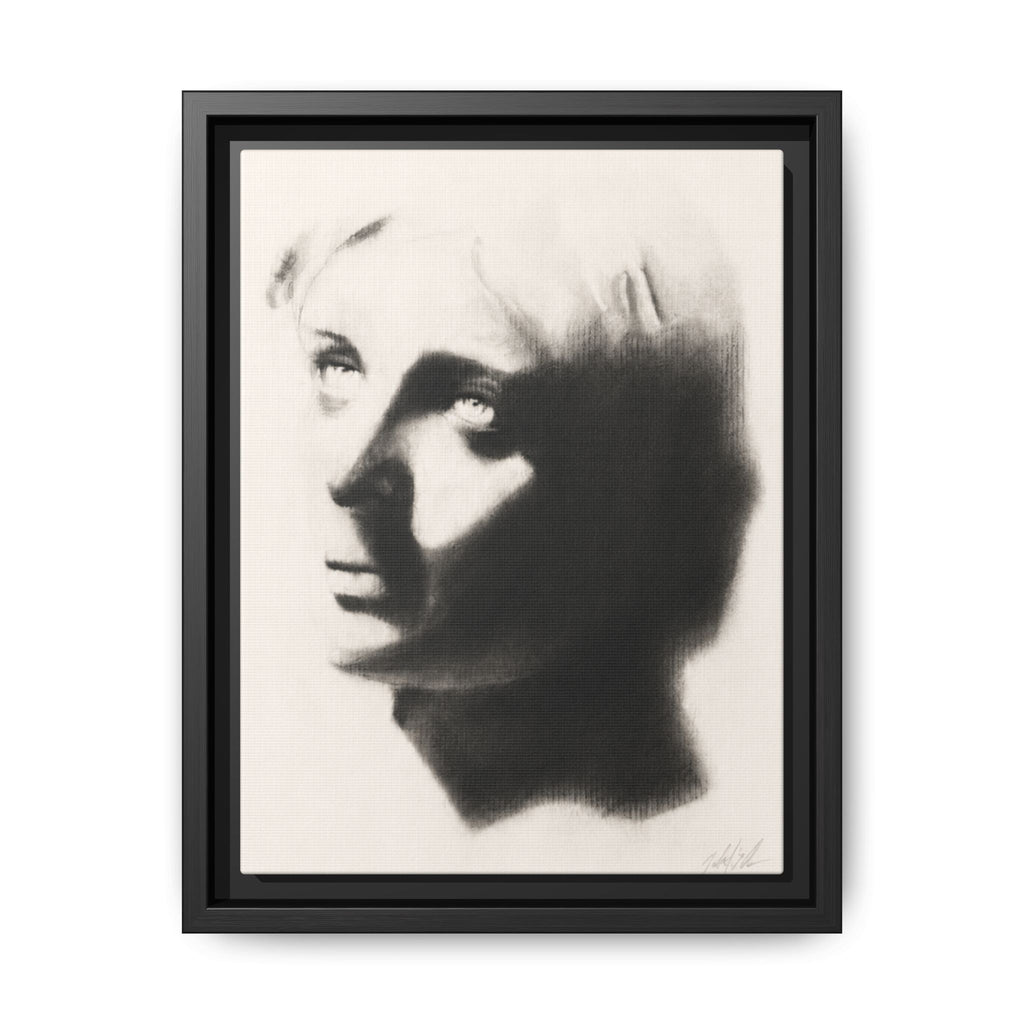 "SHADOW" Framed Matte Canvas Art — Monochrome Portrait Silhouette
