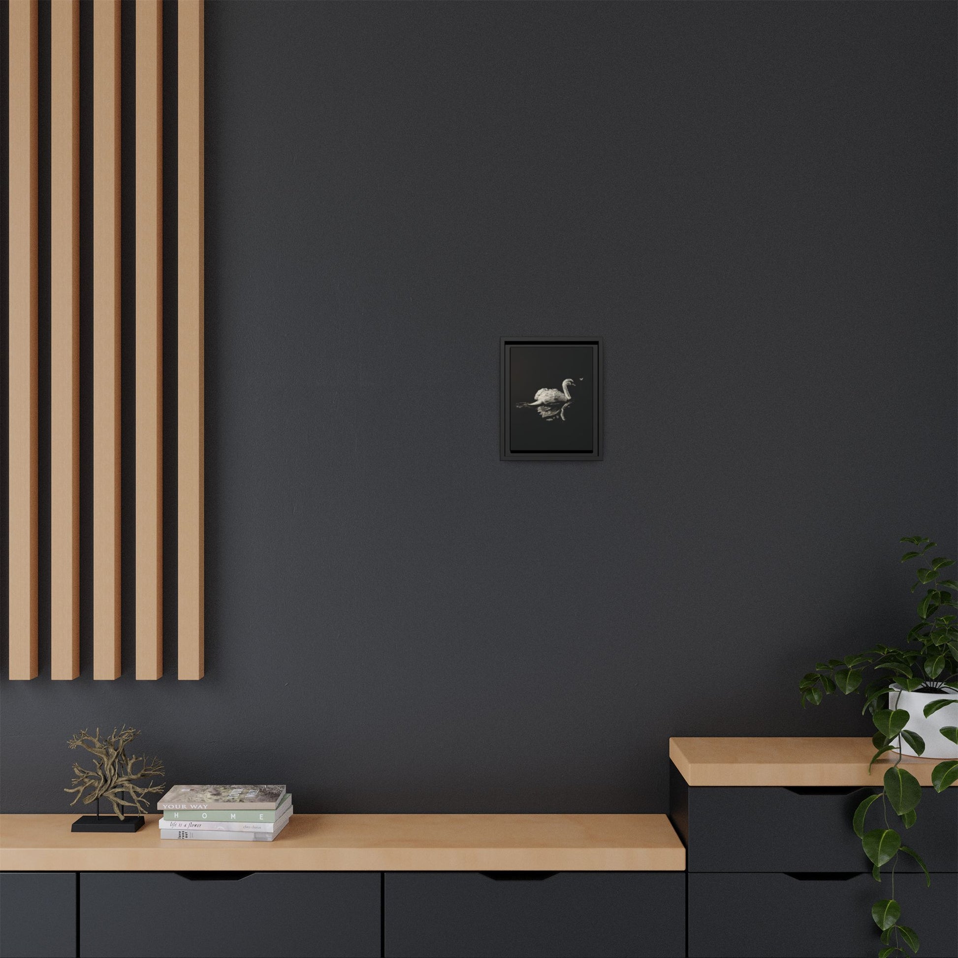“Swan” Matte Canvas, Framed (Multi-color)
