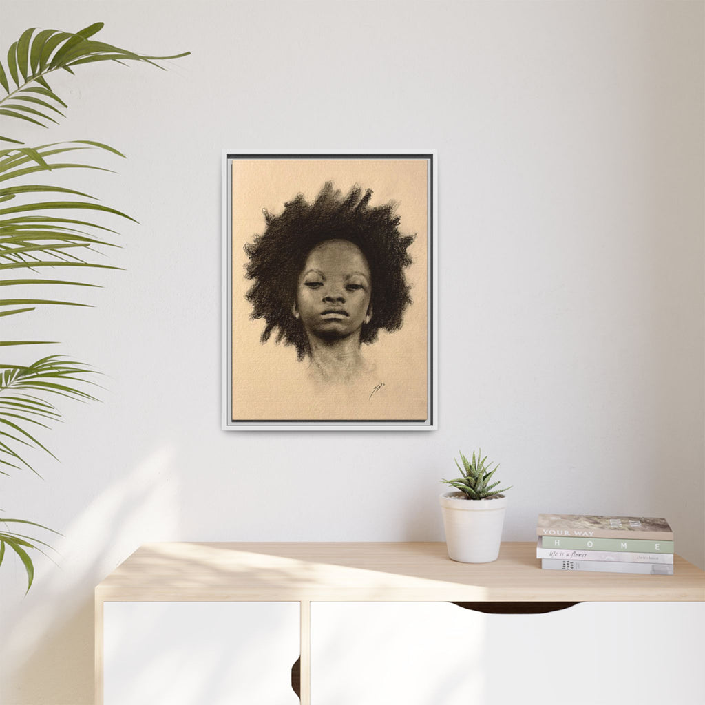 Afro Portrait Matte Canvas Print (Framed)