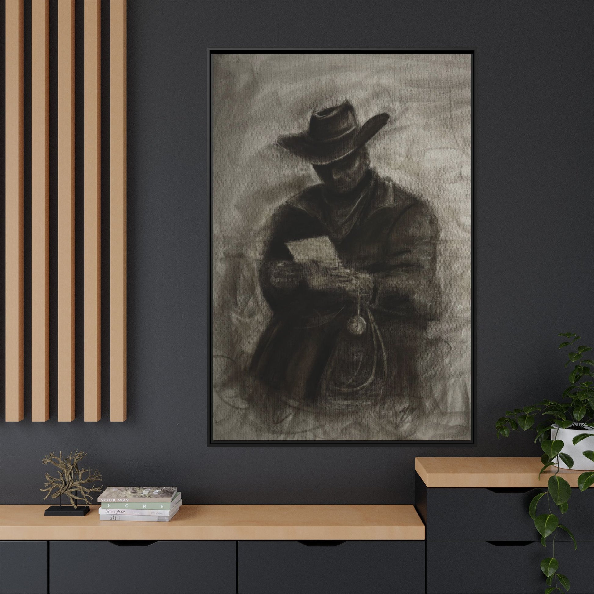 “Cowboy” Matte Canvas, Framed (Multi-color)