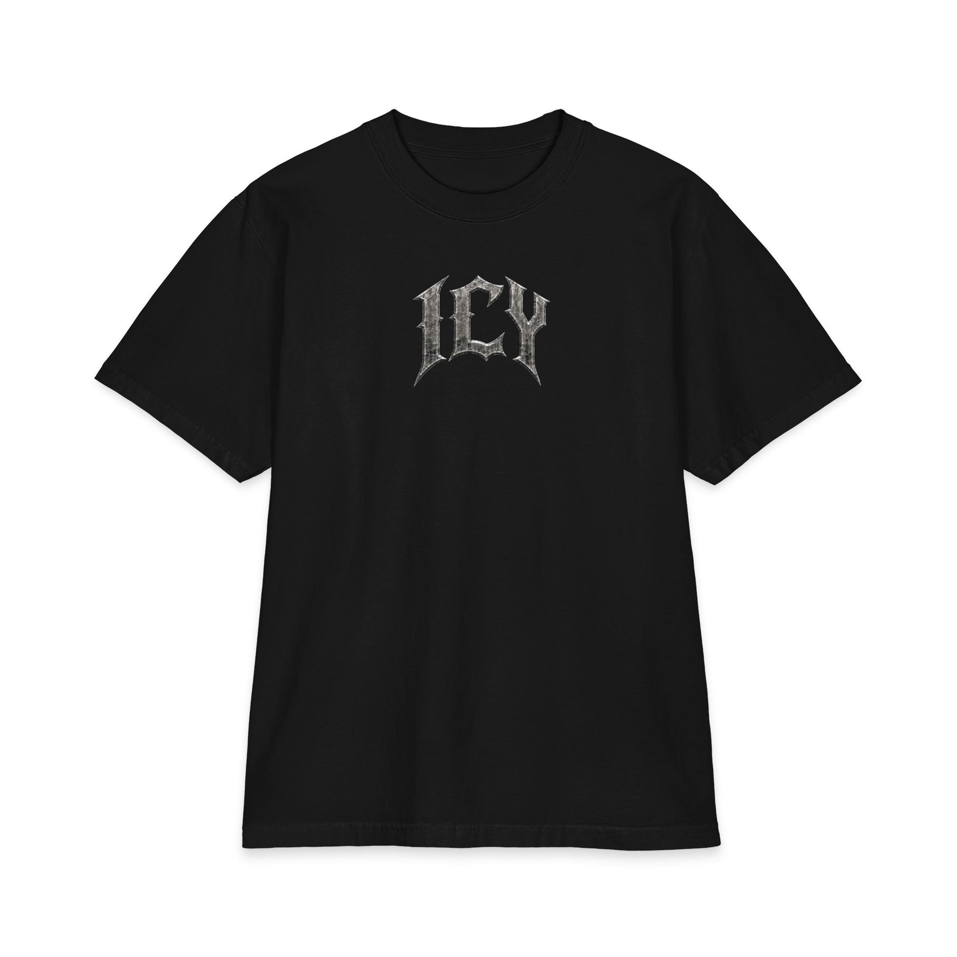 Icy Statue Graphic T‑Shirt — Vintage Gothic Logo Tee