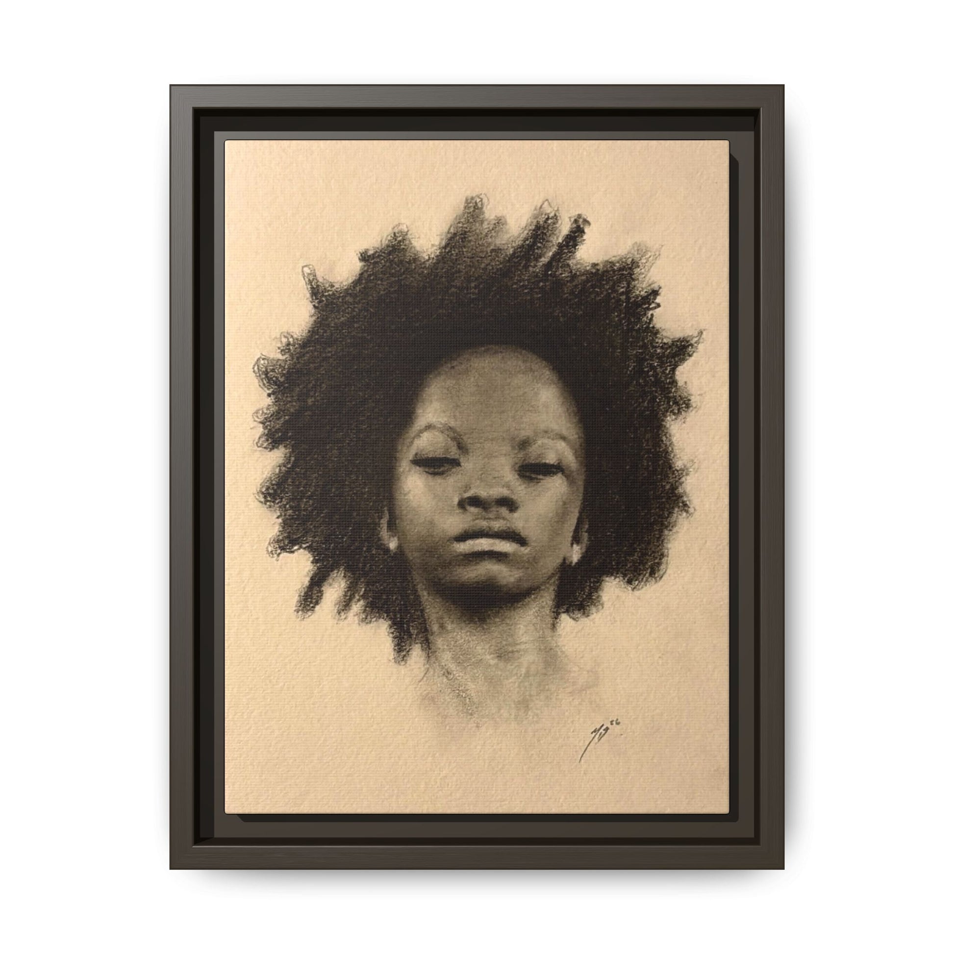 Afro Portrait Matte Canvas Print (Framed)