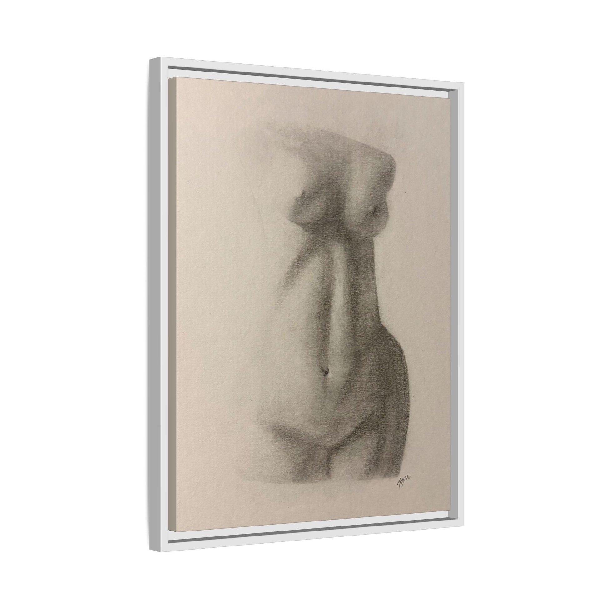 Abstract Framed Canvas Art – Multi-Color Nude Drawing