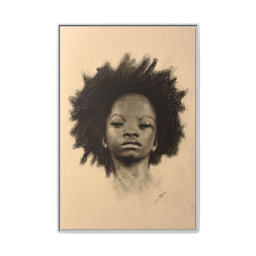 Afro Portrait Matte Canvas Print (Framed)