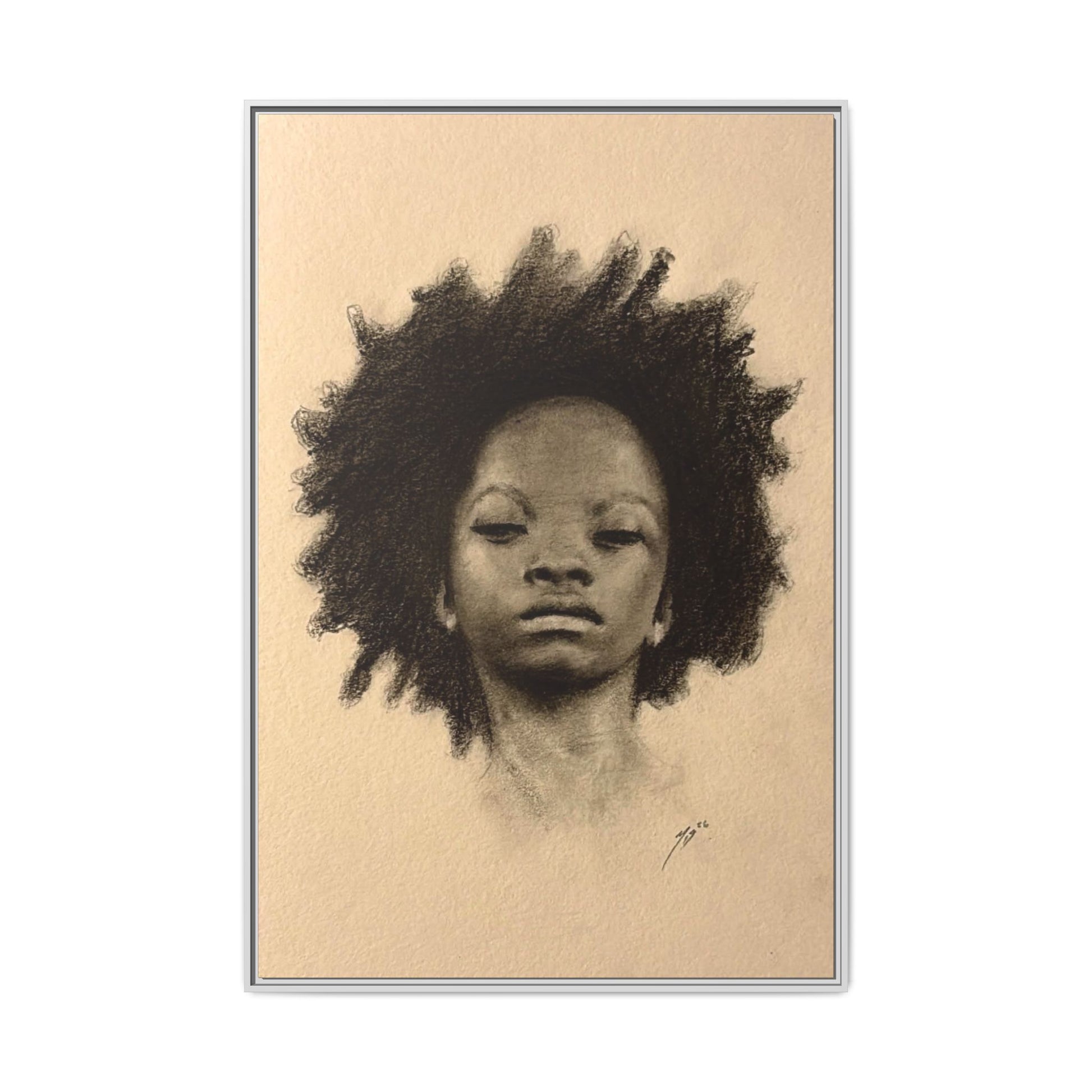 Afro Portrait Matte Canvas Print (Framed)