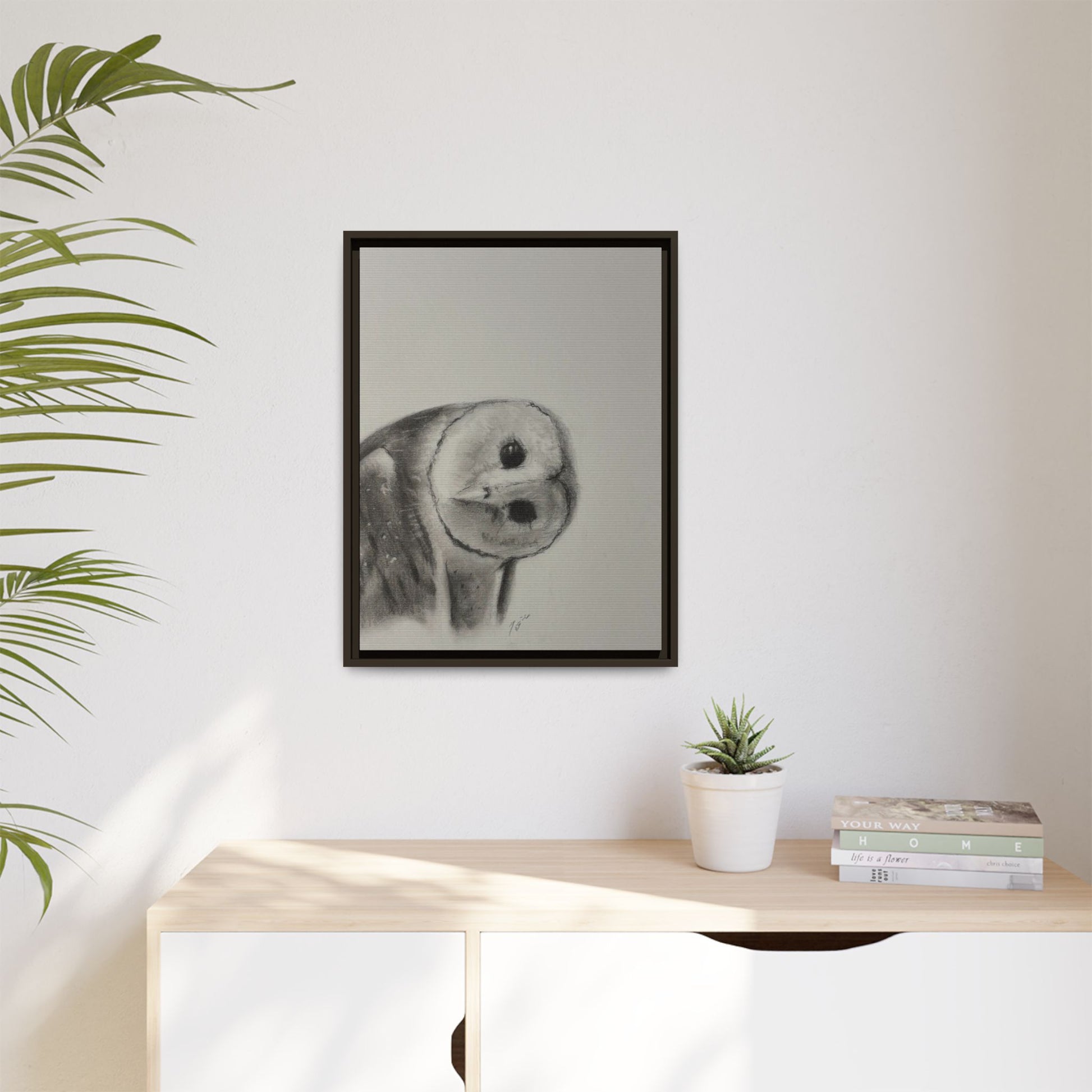 “Good Morning Owl” Matte Canvas, Framed (Multi-color)