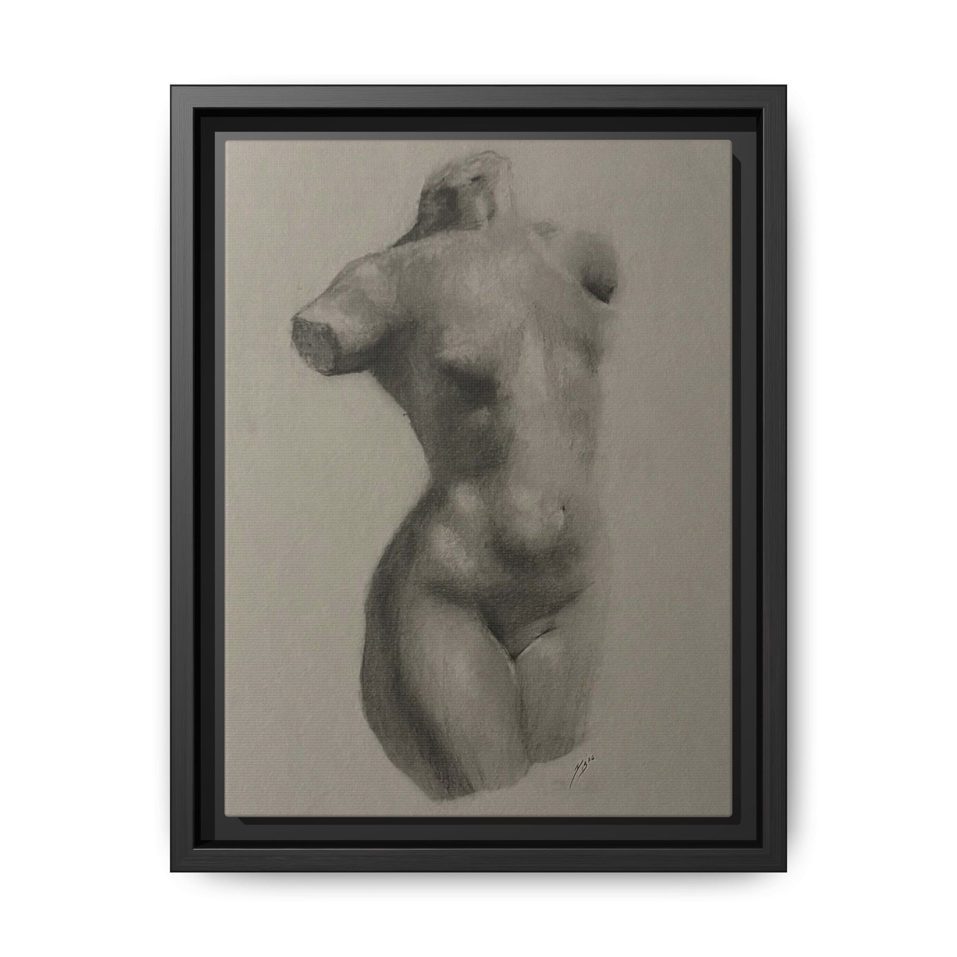 "TENDER CURVES" Framed Canvas - Multi-Color Abstract Female Form