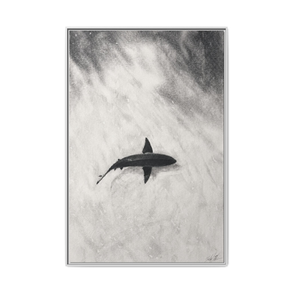 “SHARK!” Matte Canvas, Framed (Multi-color)