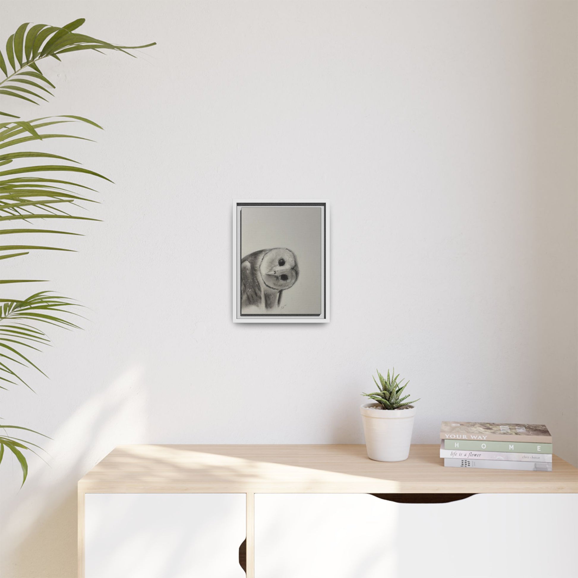 “Good Morning Owl” Matte Canvas, Framed (Multi-color)