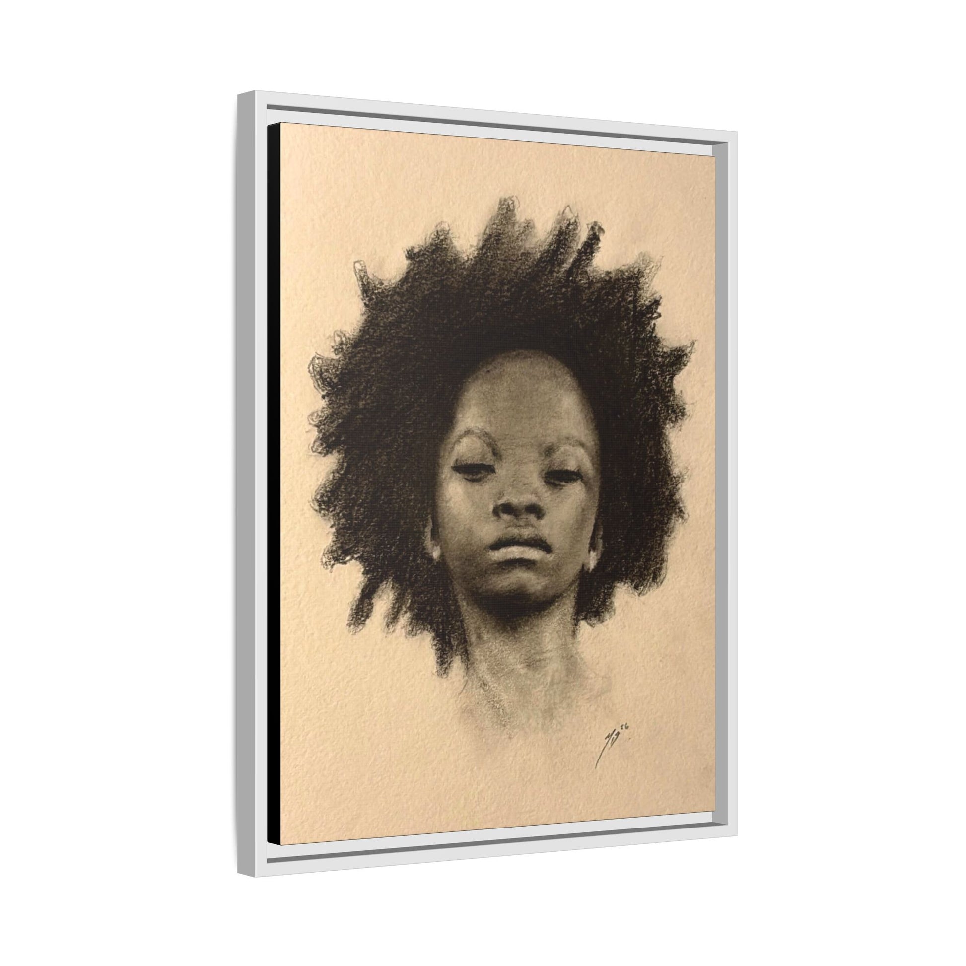 Afro Portrait Matte Canvas Print (Framed)