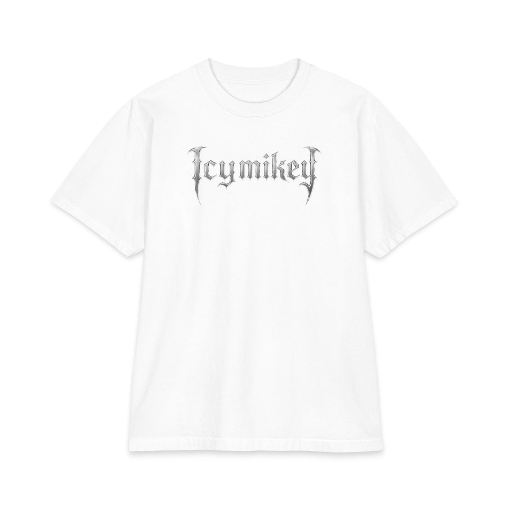 IcyMikey "BOO" Graphic Tee — Black Cat & Metallic Fang Back Print