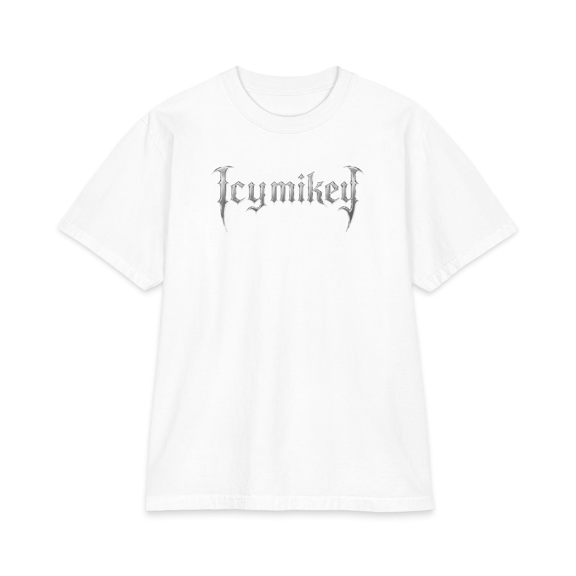 IcyMikey "BOO" Graphic Tee — Black Cat & Metallic Fang Back Print