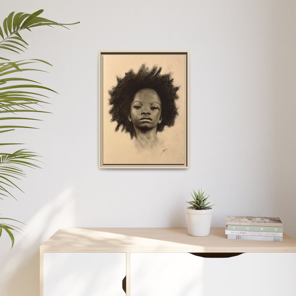Afro Portrait Matte Canvas Print (Framed)