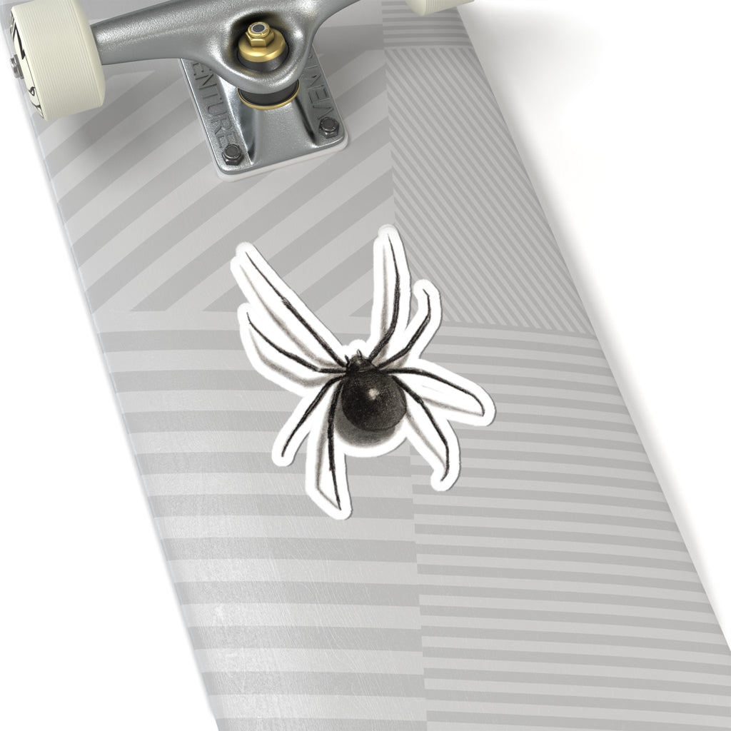 Black Widow Spider Kiss-Cut Sticker — Realistic Arachnid Laptop Decal