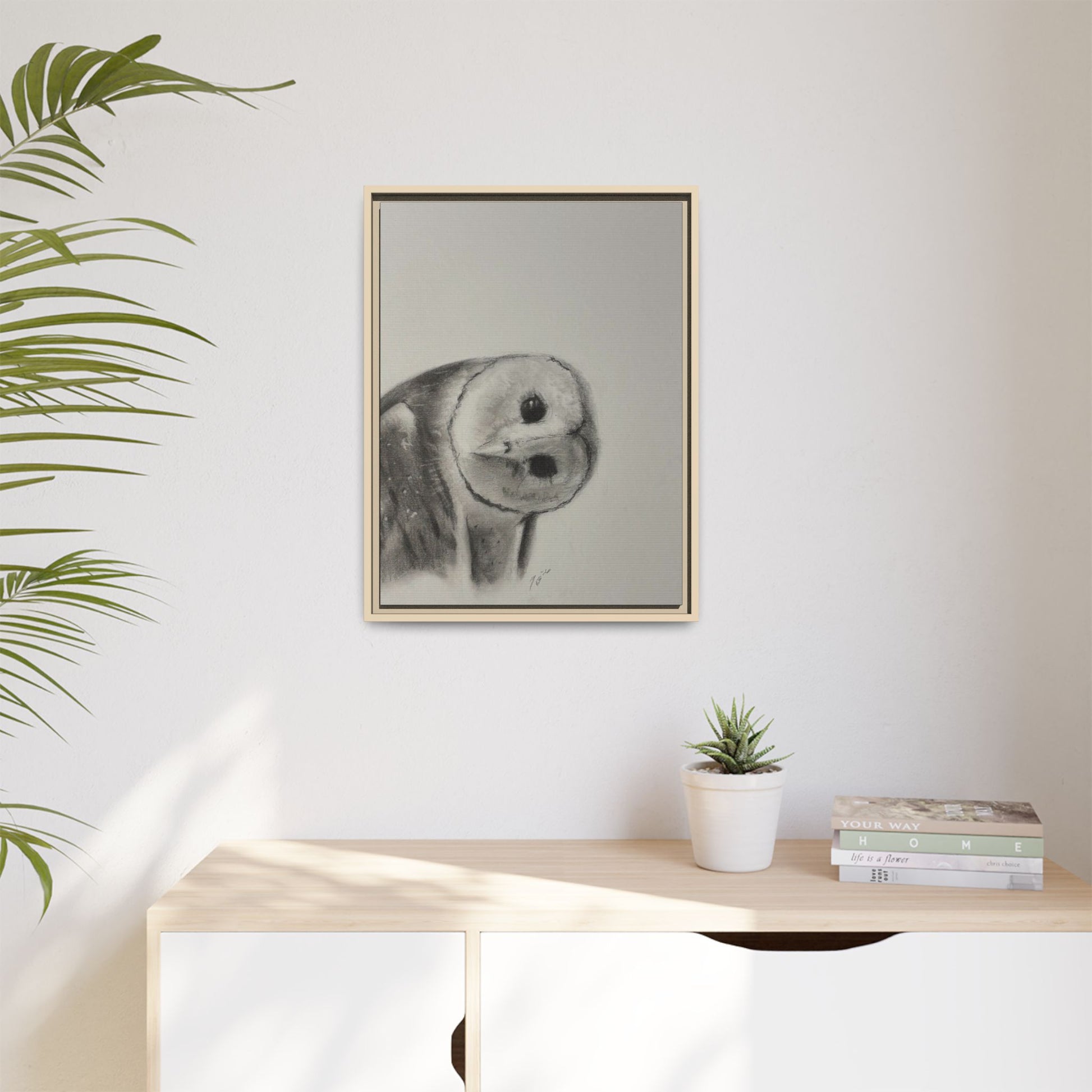 “Good Morning Owl” Matte Canvas, Framed (Multi-color)