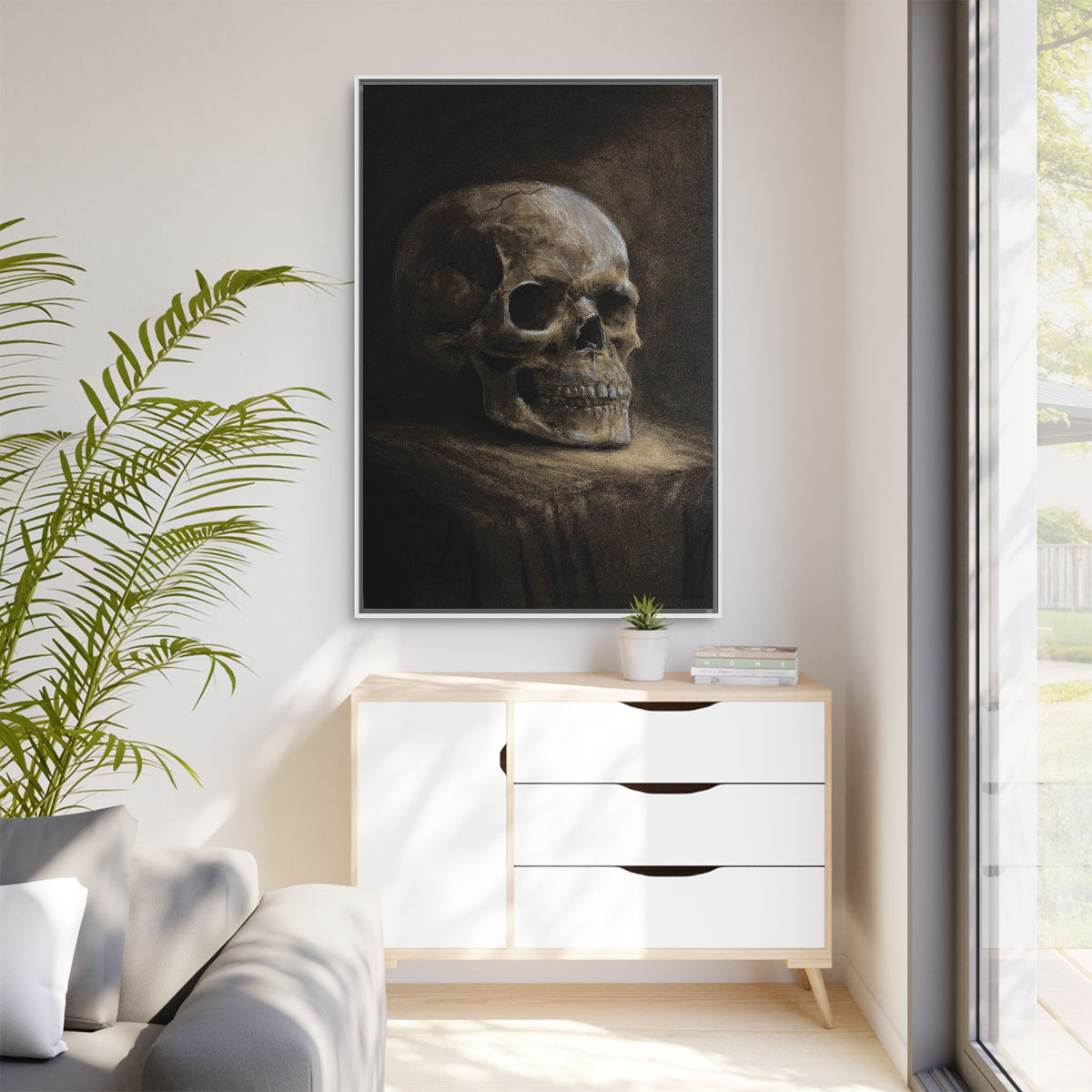 Framed Canvas Skull Portrait Wall Art