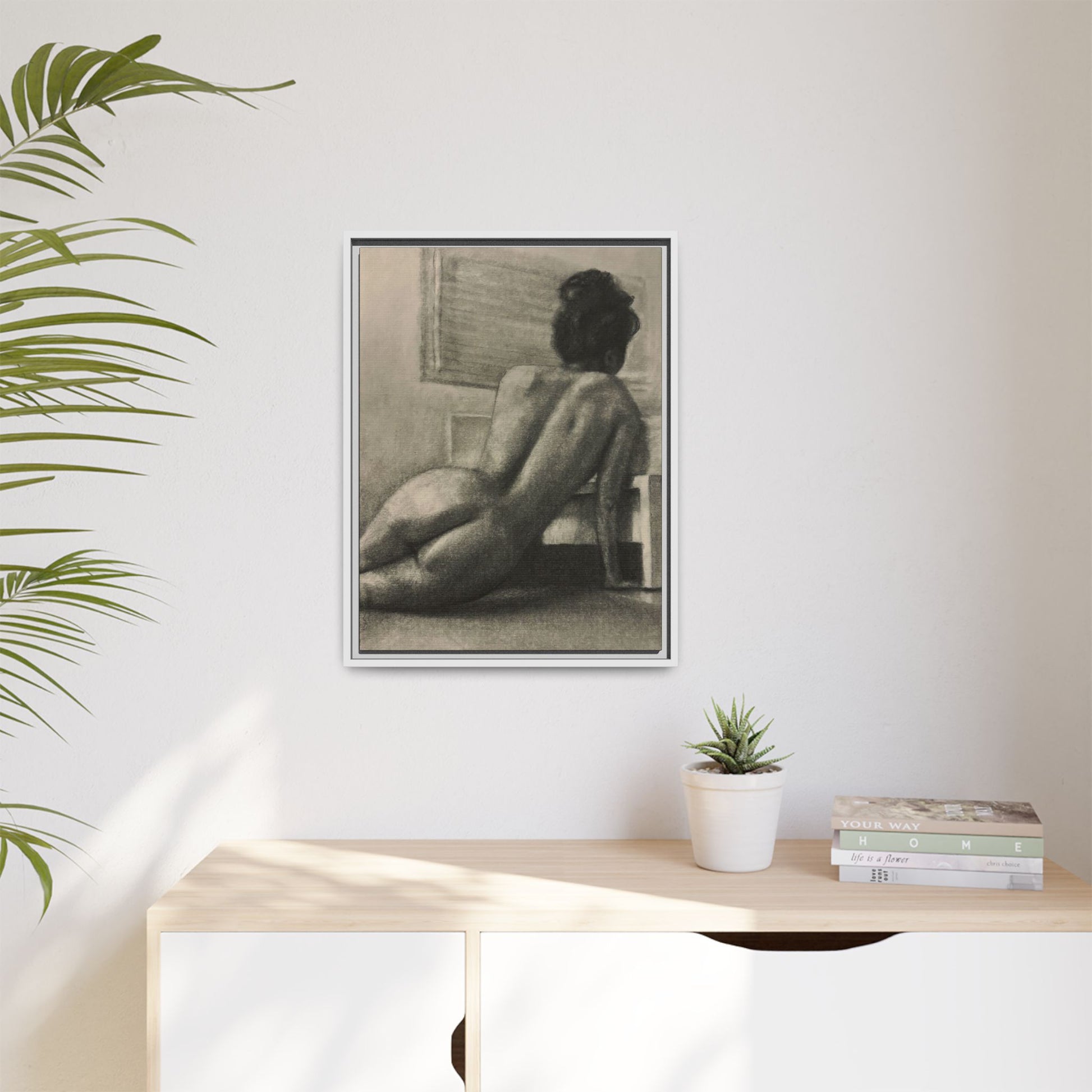 “SITTING PRETTY” Matte Canvas, Framed (Multi-color)