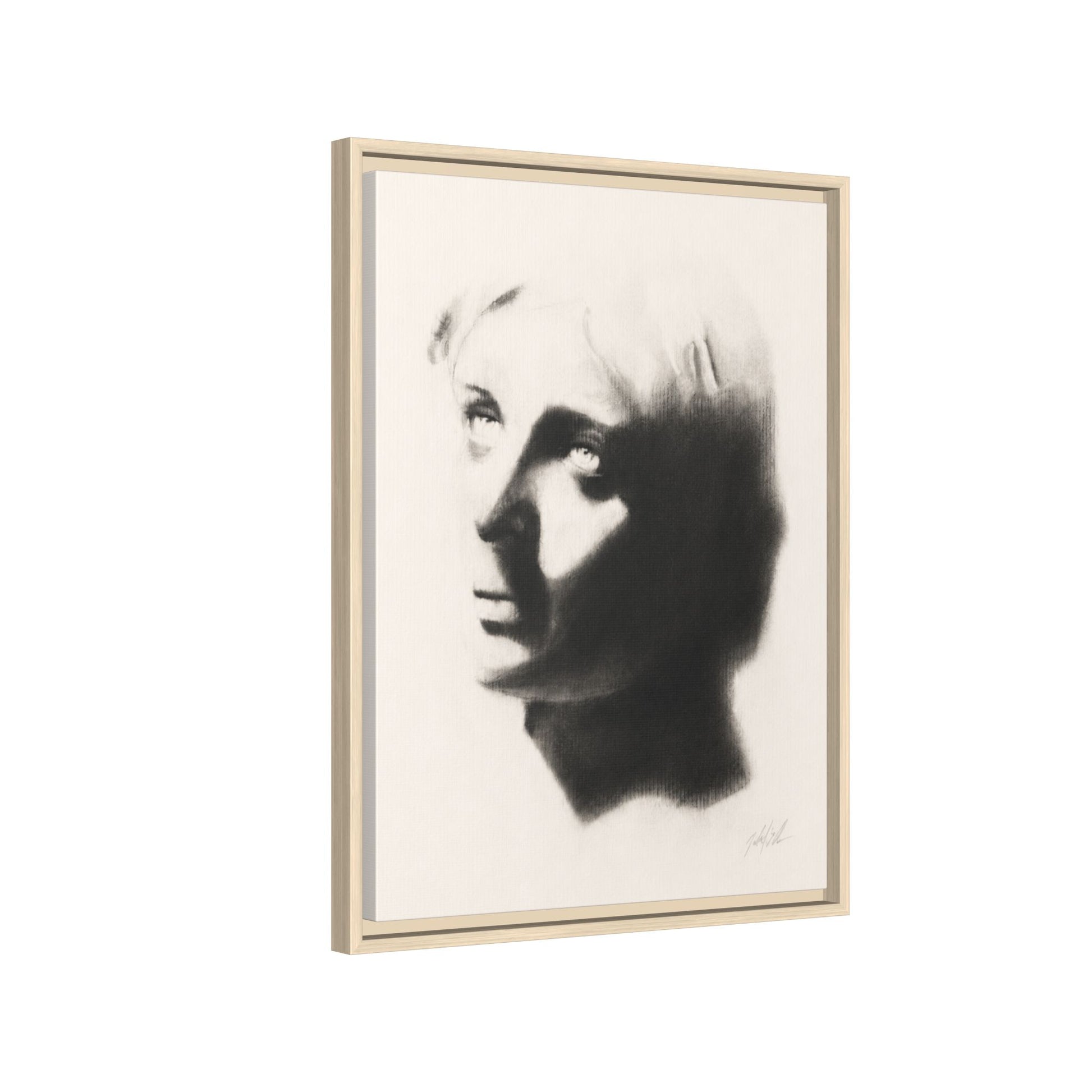 "SHADOW" Framed Matte Canvas Art — Monochrome Portrait Silhouette