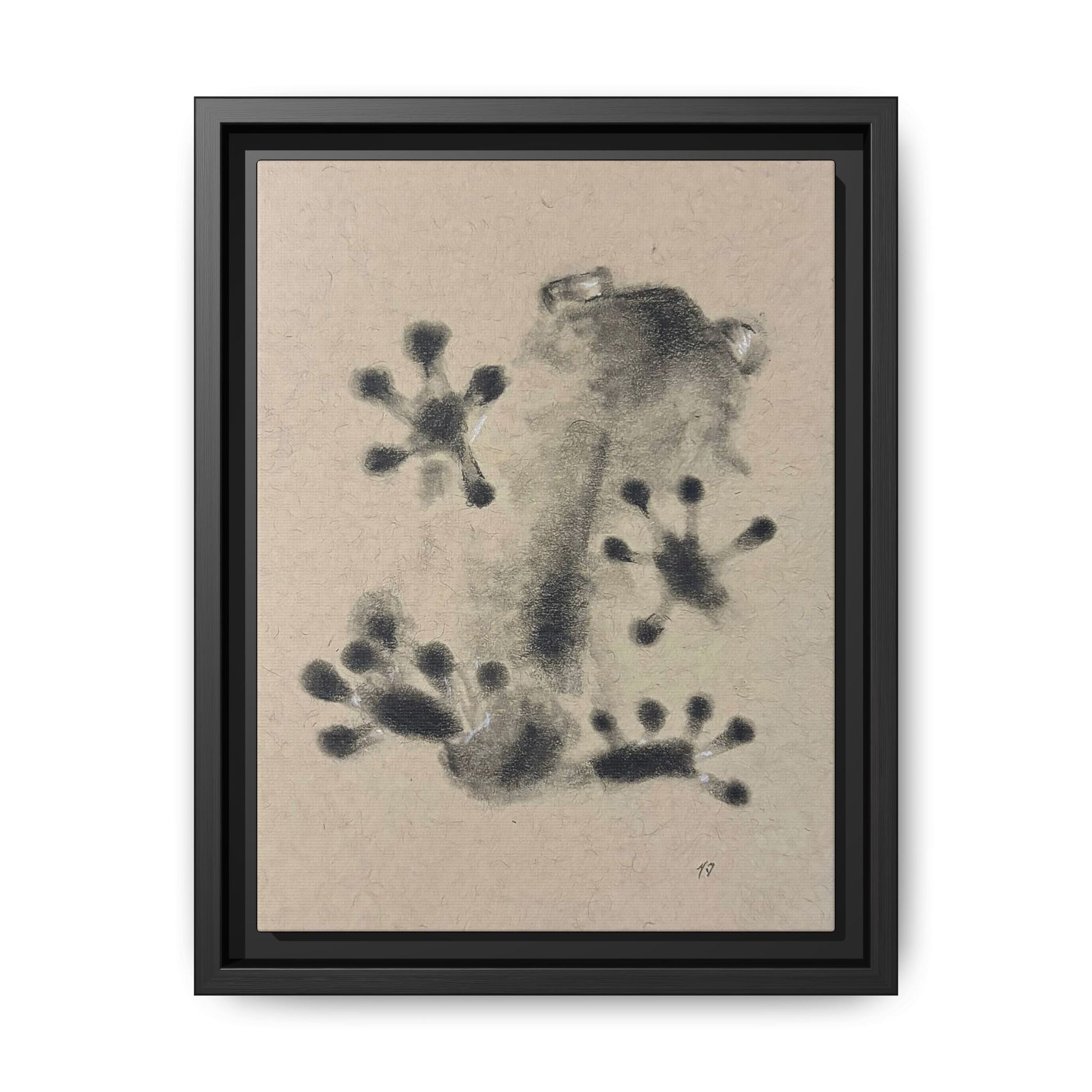 "ICY" FROG Framed Abstract Frog Ink Art — Matte Canvas Wall Print