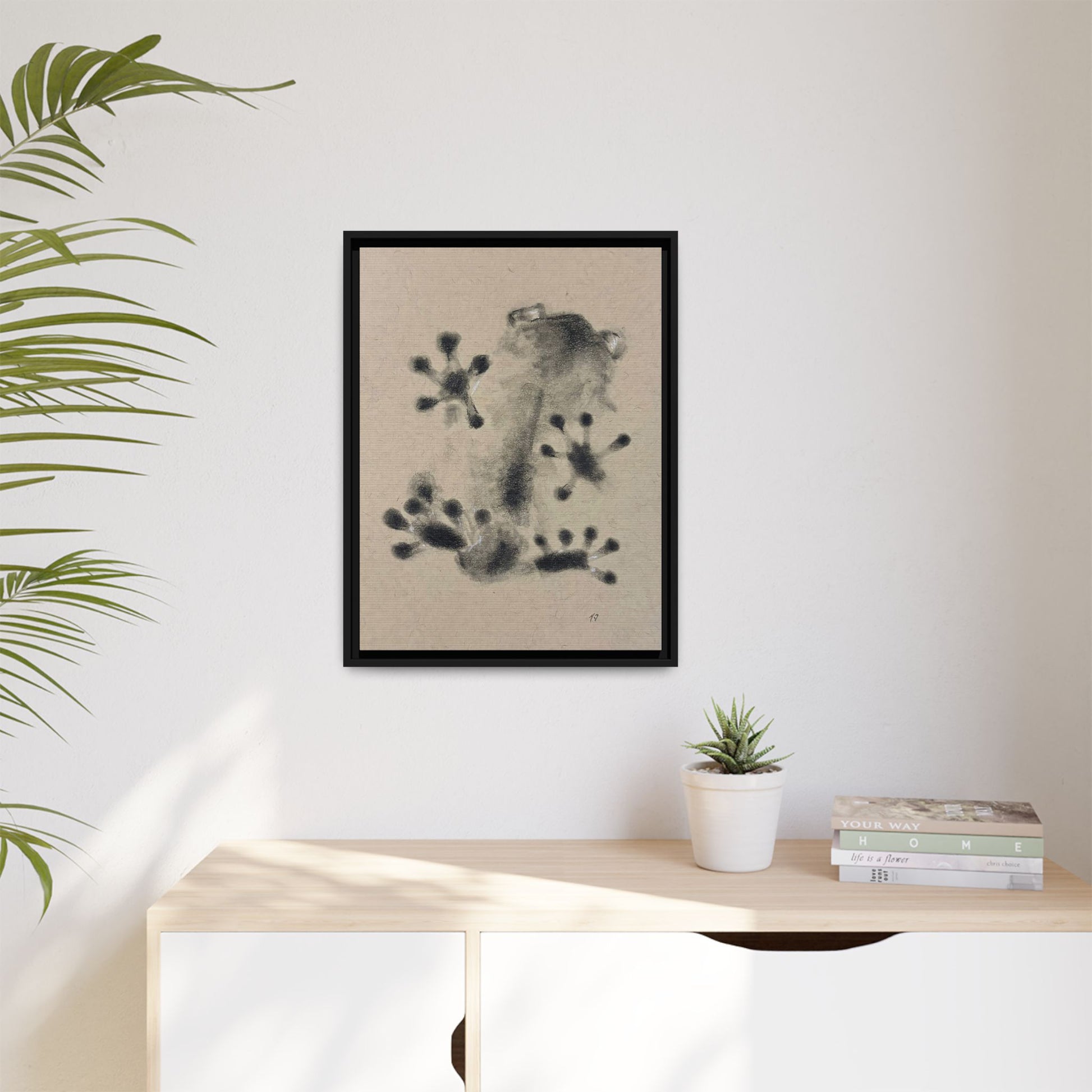 "ICY" FROG Framed Abstract Frog Ink Art — Matte Canvas Wall Print
