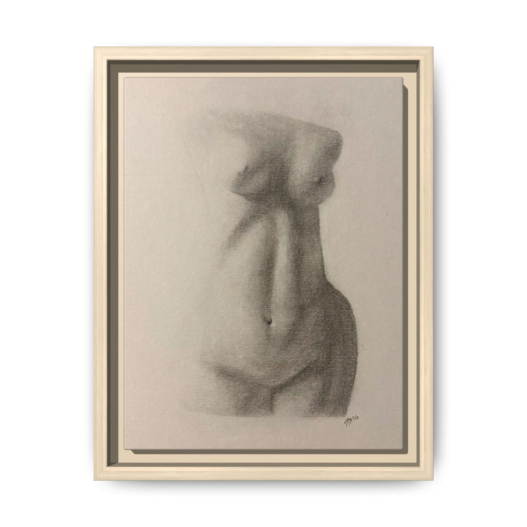 Abstract Framed Canvas Art – Multi-Color Nude Drawing
