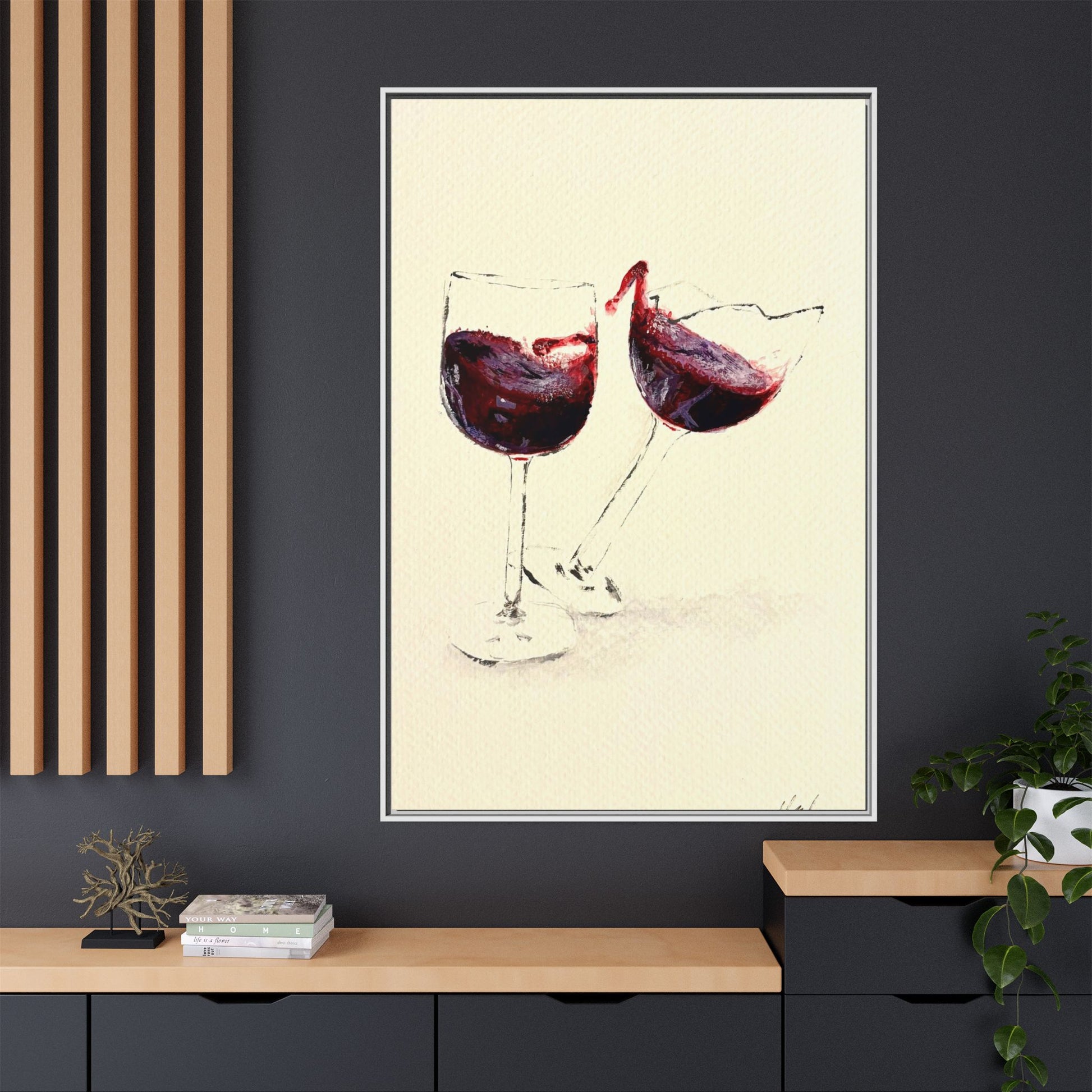 “Wine Glasses” Matte Canvas, Framed (Multi-color)