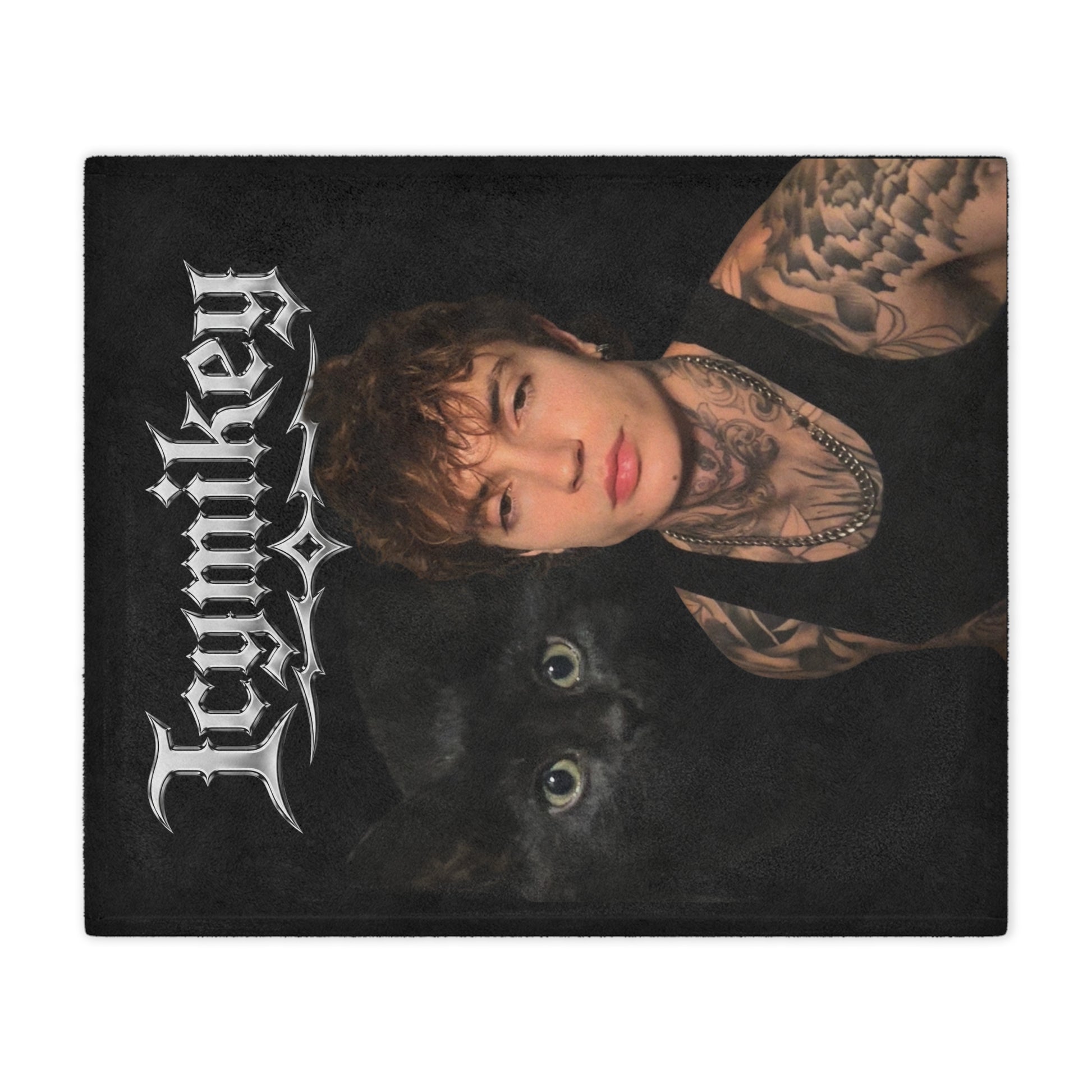 "BOO & MIKEY" Minky Blanket — Gothic Portrait Cat Design