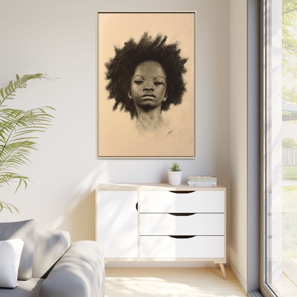 Afro Portrait Matte Canvas Print (Framed)