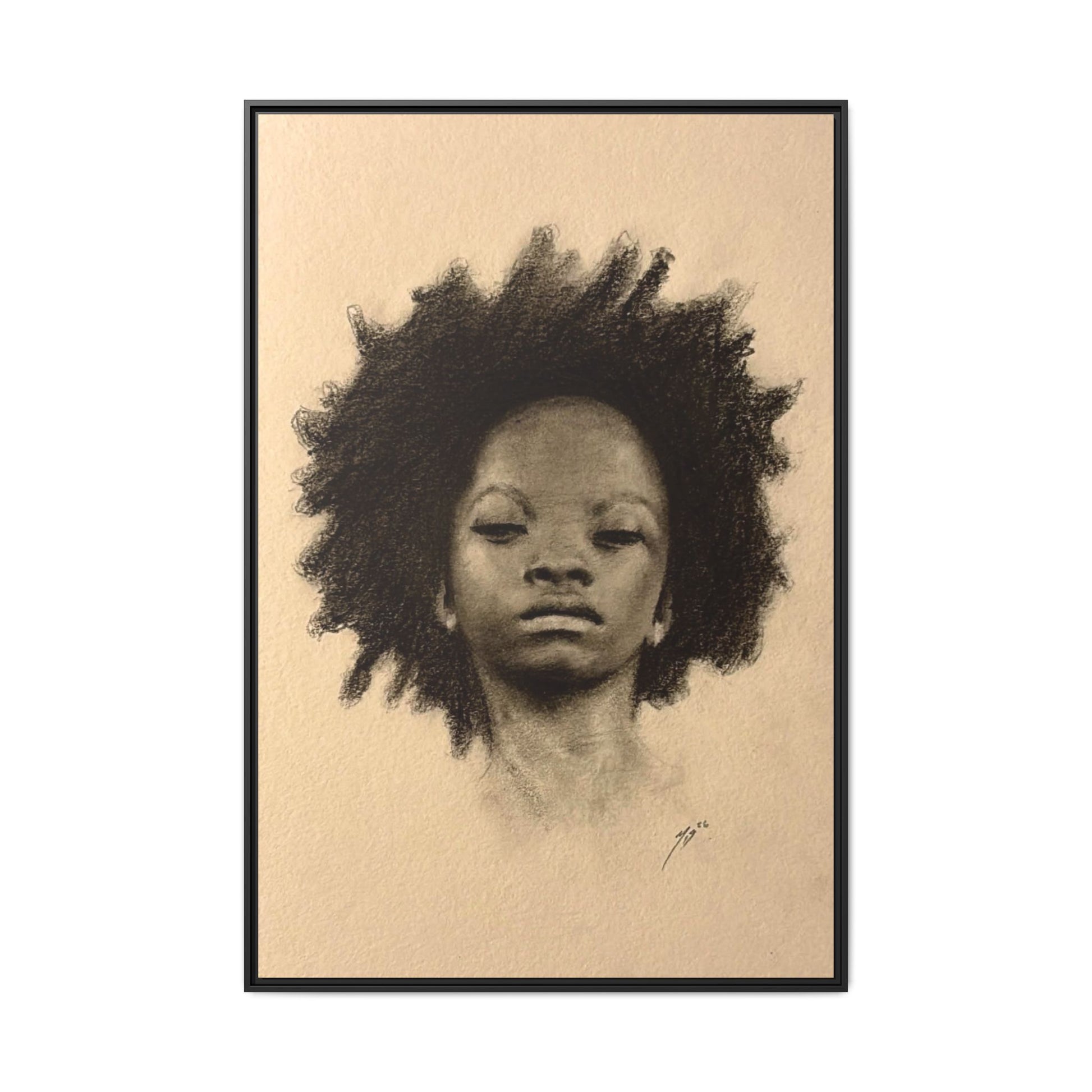 Afro Portrait Matte Canvas Print (Framed)