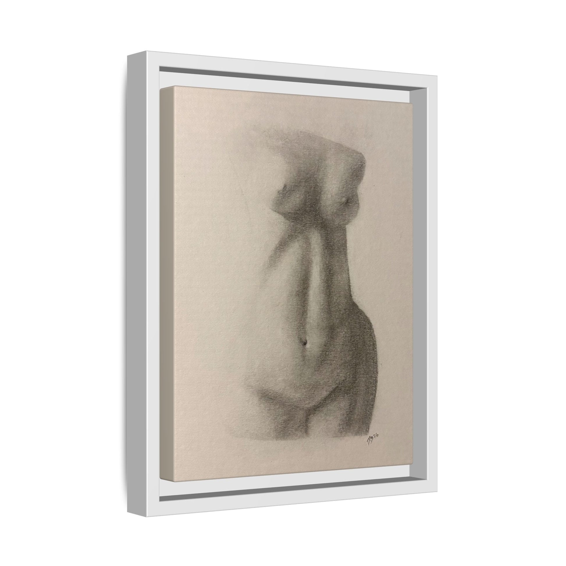 Abstract Framed Canvas Art – Multi-Color Nude Drawing