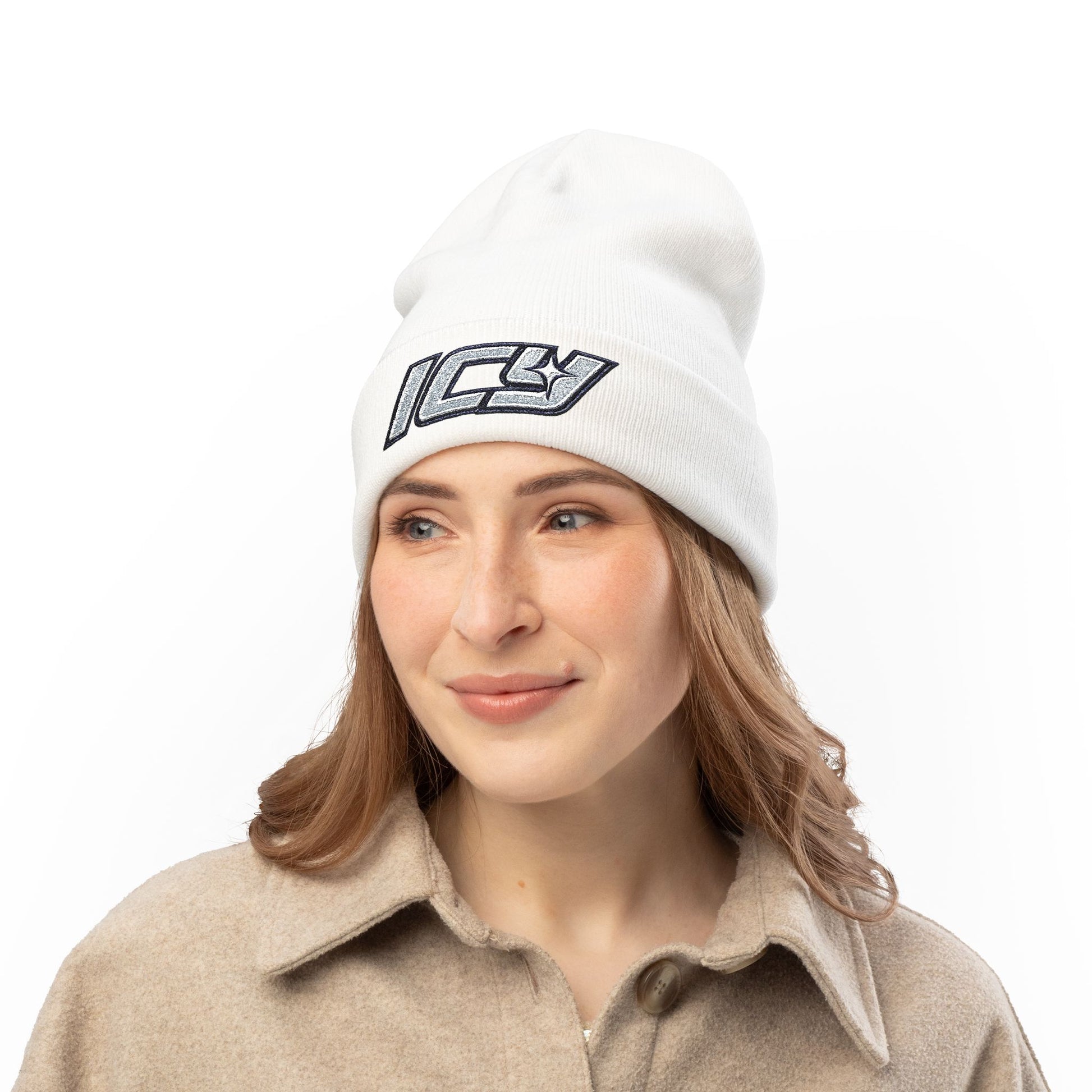 Embroidered "ICY" Knit Beanie Vol.2