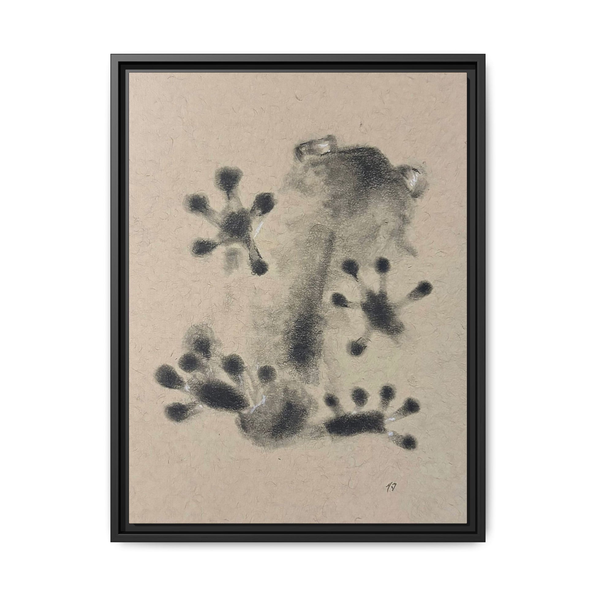 "ICY" FROG Framed Abstract Frog Ink Art — Matte Canvas Wall Print