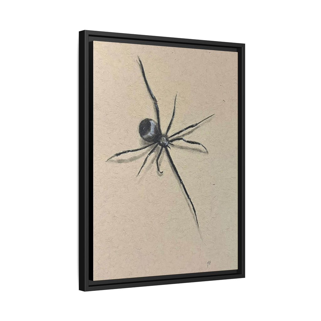 "ICY" SPIDER Framed Canvas Art — Minimal Black Spider Sketch