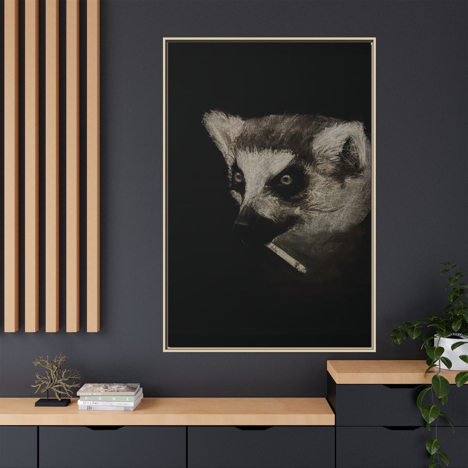 “Lemur” Matte Canvas, Framed (Multi-color)