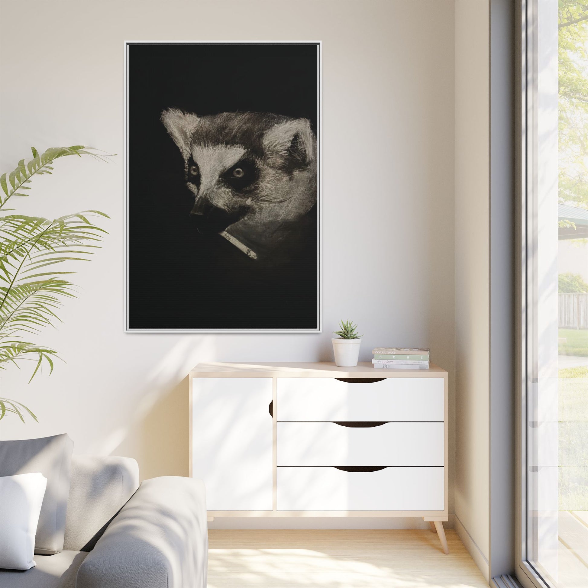 “Lemur” Matte Canvas, Framed (Multi-color)