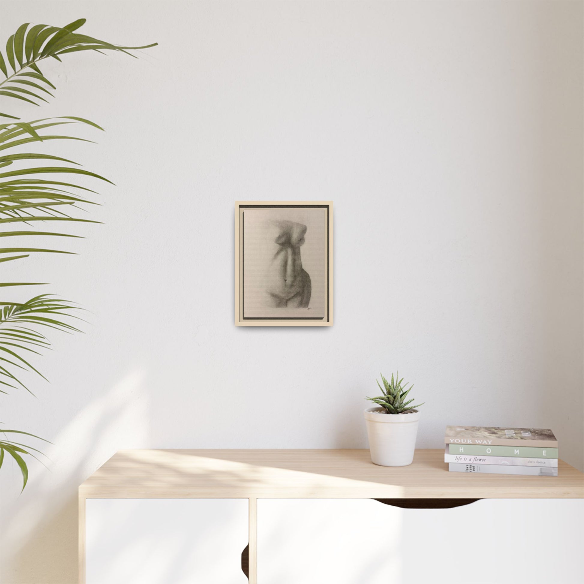 Abstract Framed Canvas Art – Multi-Color Nude Drawing