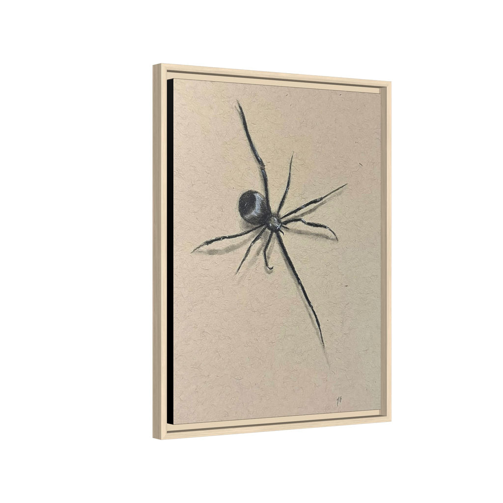 "ICY" SPIDER Framed Canvas Art — Minimal Black Spider Sketch