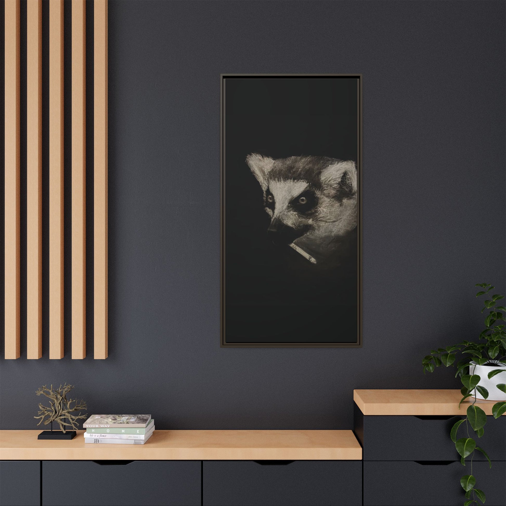 “Lemur” Matte Canvas, Framed (Multi-color)