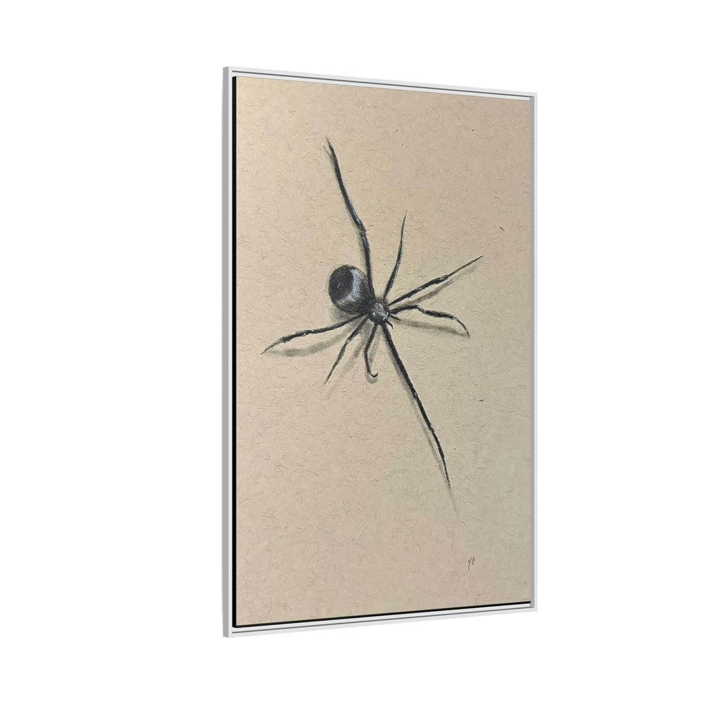 "ICY" SPIDER Framed Canvas Art — Minimal Black Spider Sketch