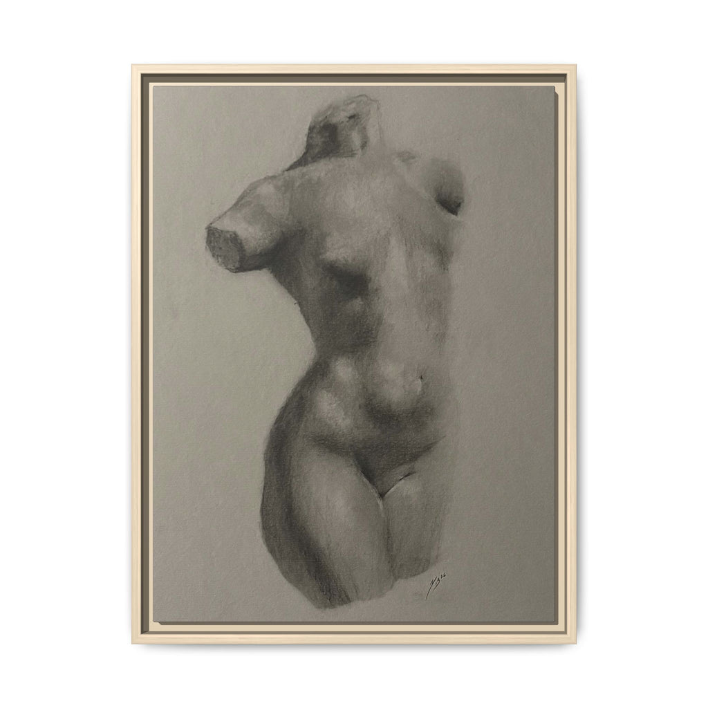 "TENDER CURVES" Framed Canvas - Multi-Color Abstract Female Form
