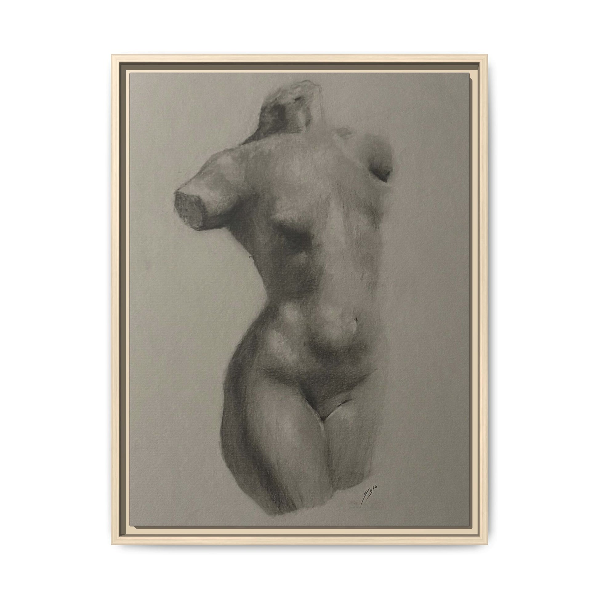 "TENDER CURVES" Framed Canvas - Multi-Color Abstract Female Form