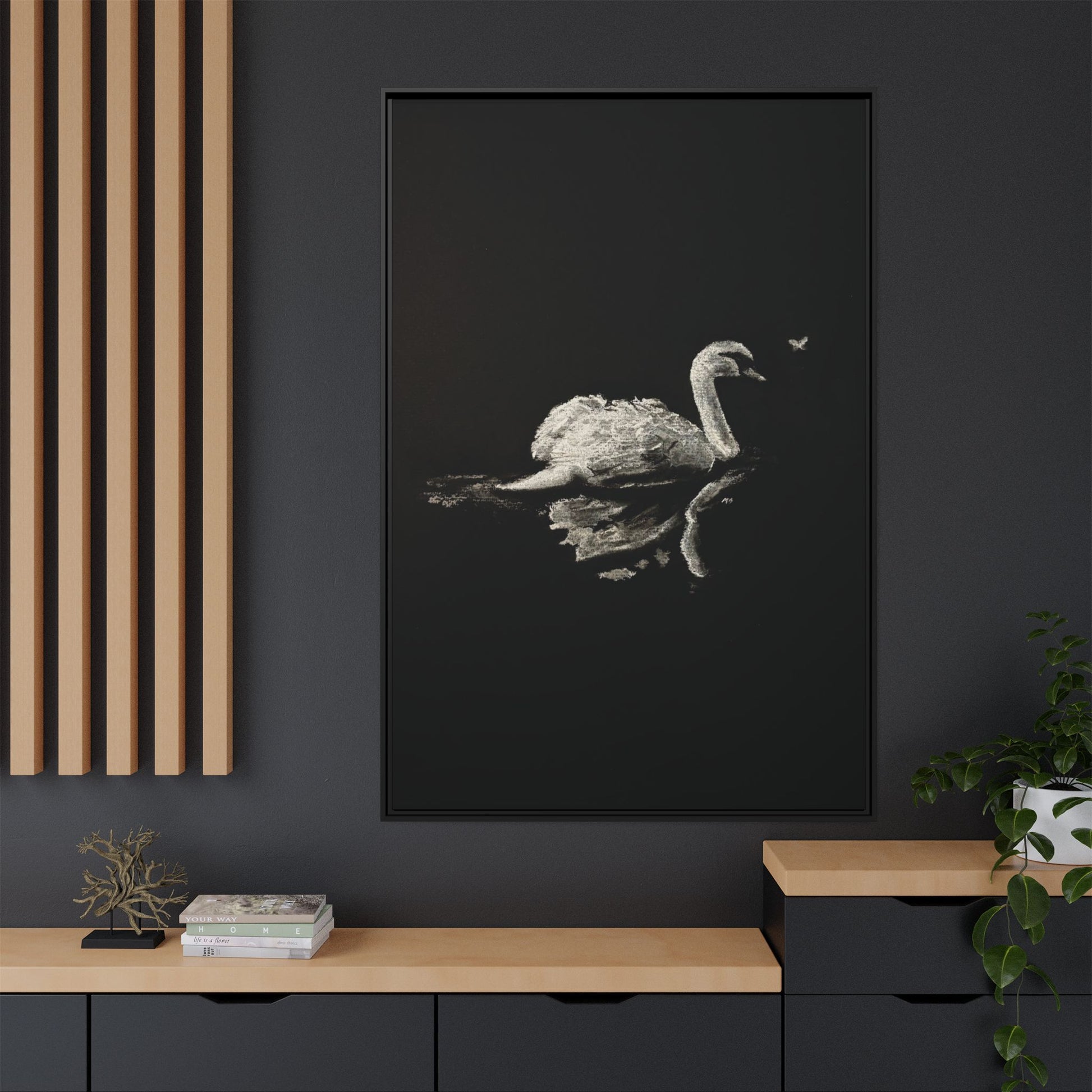 “Swan” Matte Canvas, Framed (Multi-color)
