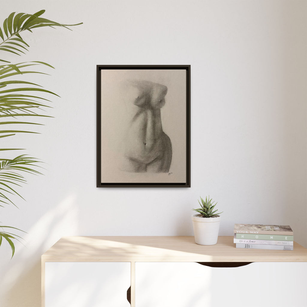 Abstract Framed Canvas Art – Multi-Color Nude Drawing