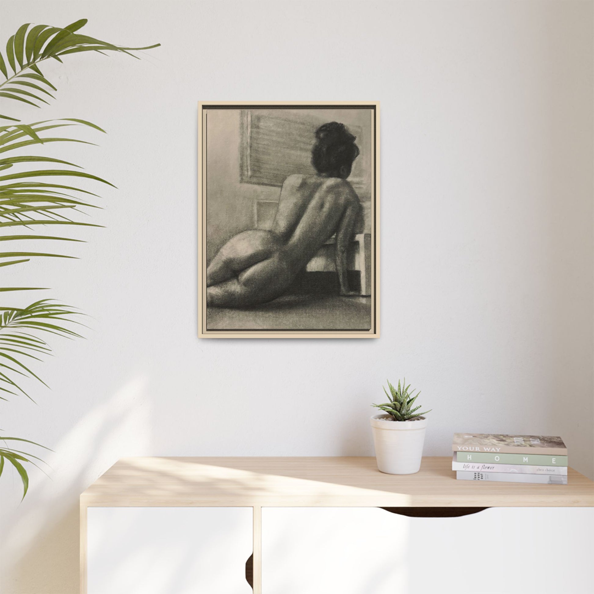 “SITTING PRETTY” Matte Canvas, Framed (Multi-color)