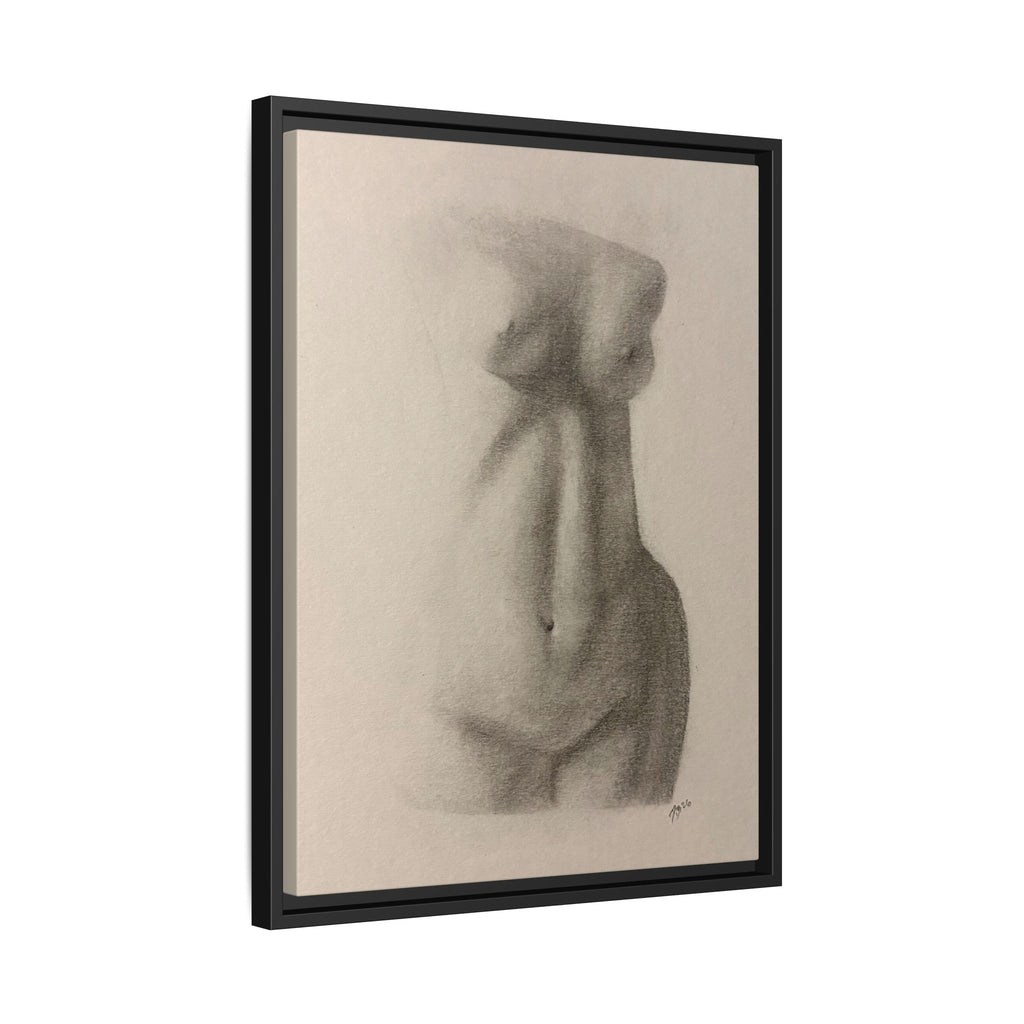 Abstract Framed Canvas Art – Multi-Color Nude Drawing