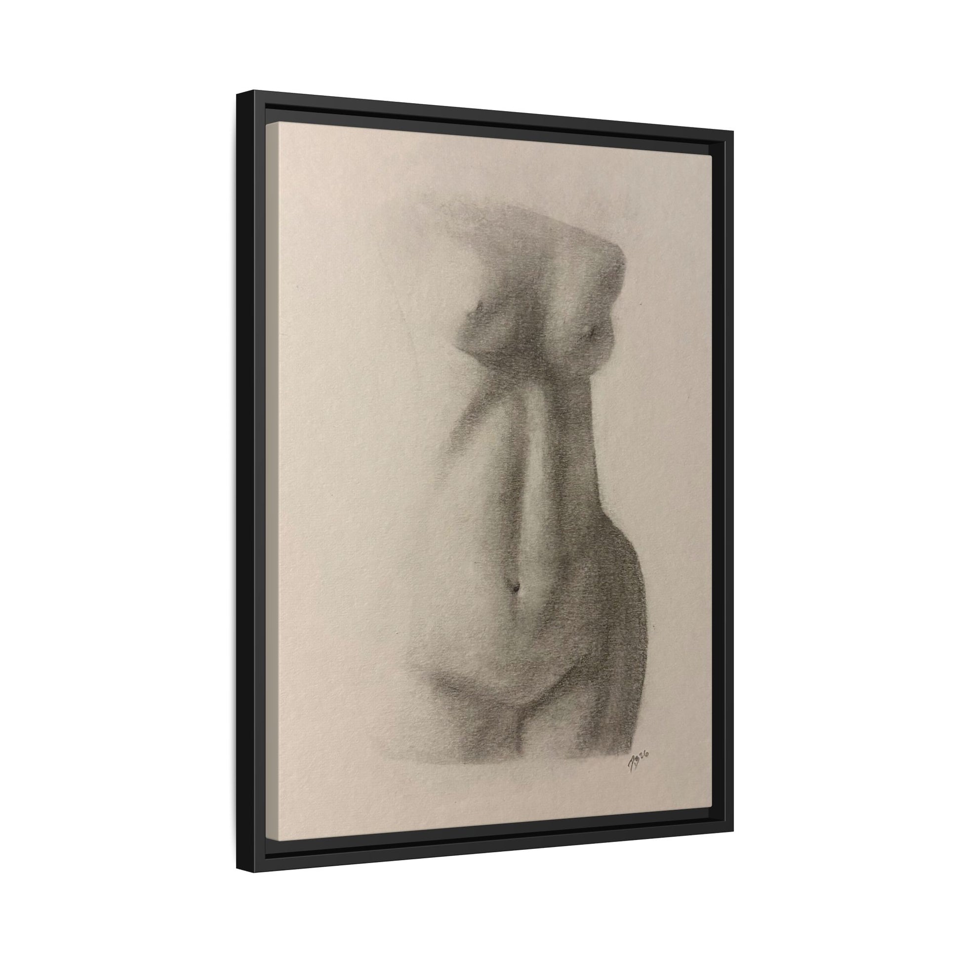 Abstract Framed Canvas Art – Multi-Color Nude Drawing