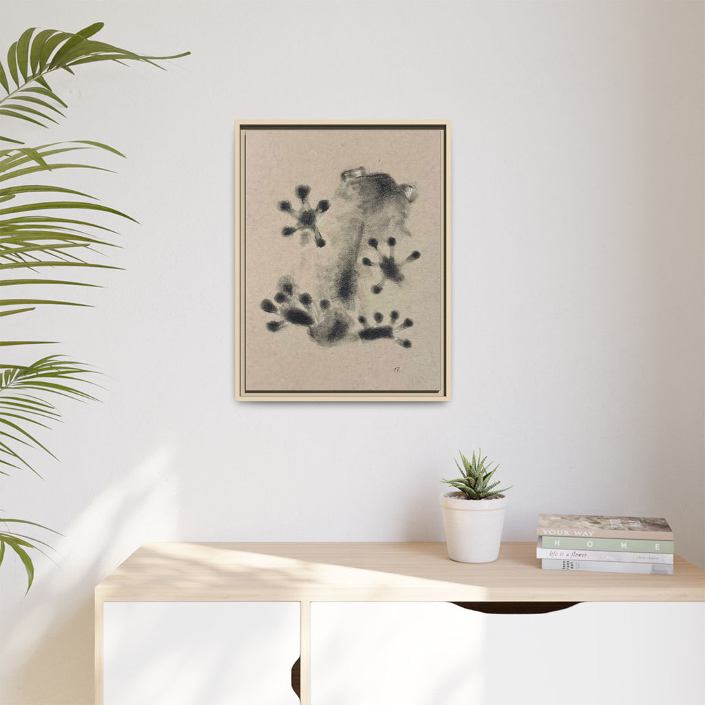 "ICY" FROG Framed Abstract Frog Ink Art — Matte Canvas Wall Print