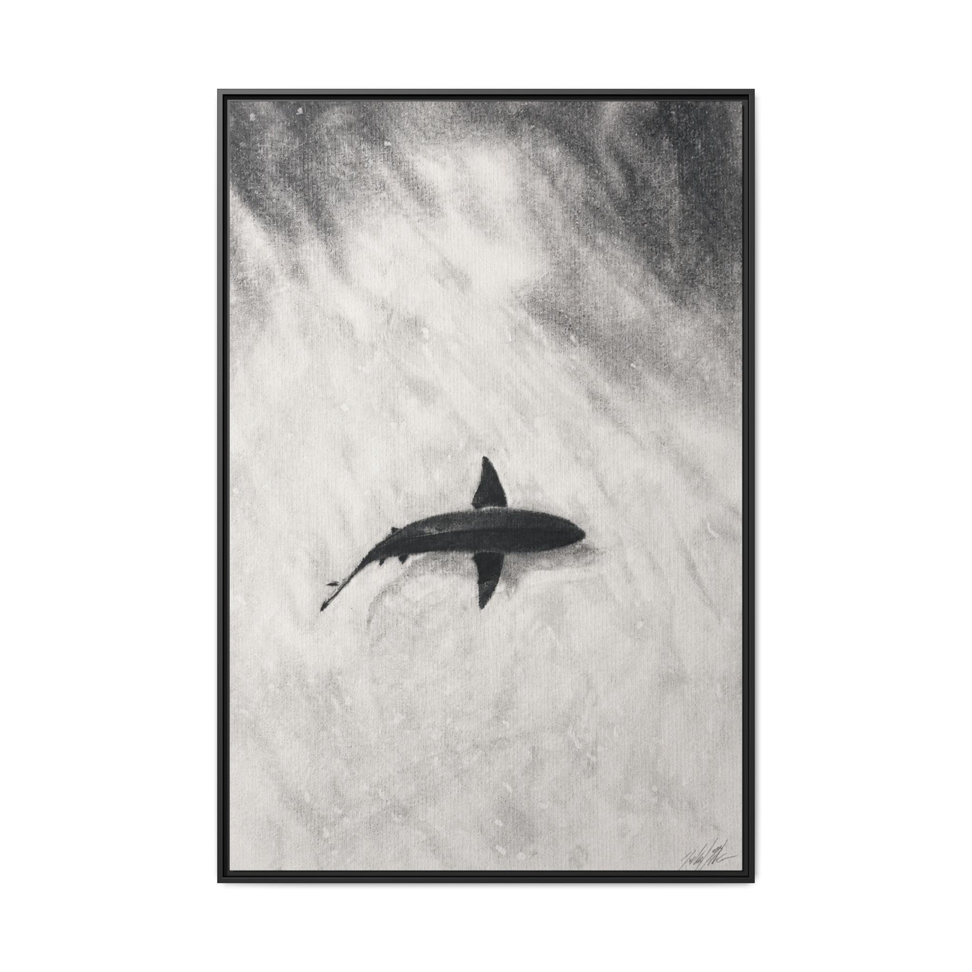 “SHARK!” Matte Canvas, Framed (Multi-color)